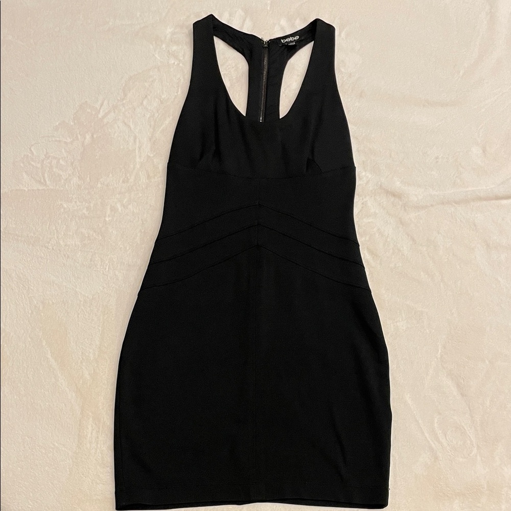☺️ Bebe Black racerback bandage body con mini dress